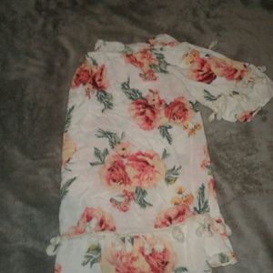 White cuffed floral off the shoulder top